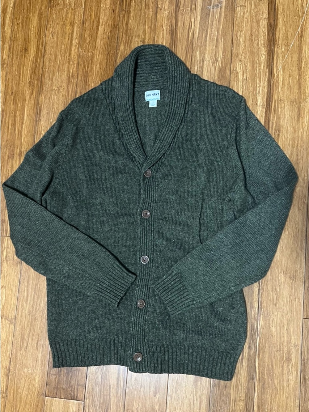 Old Navy Men's Shawl Collar Button Cardigan - Dark Green/Brown
